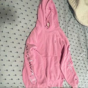 Pink Champion reverse weave hoodie